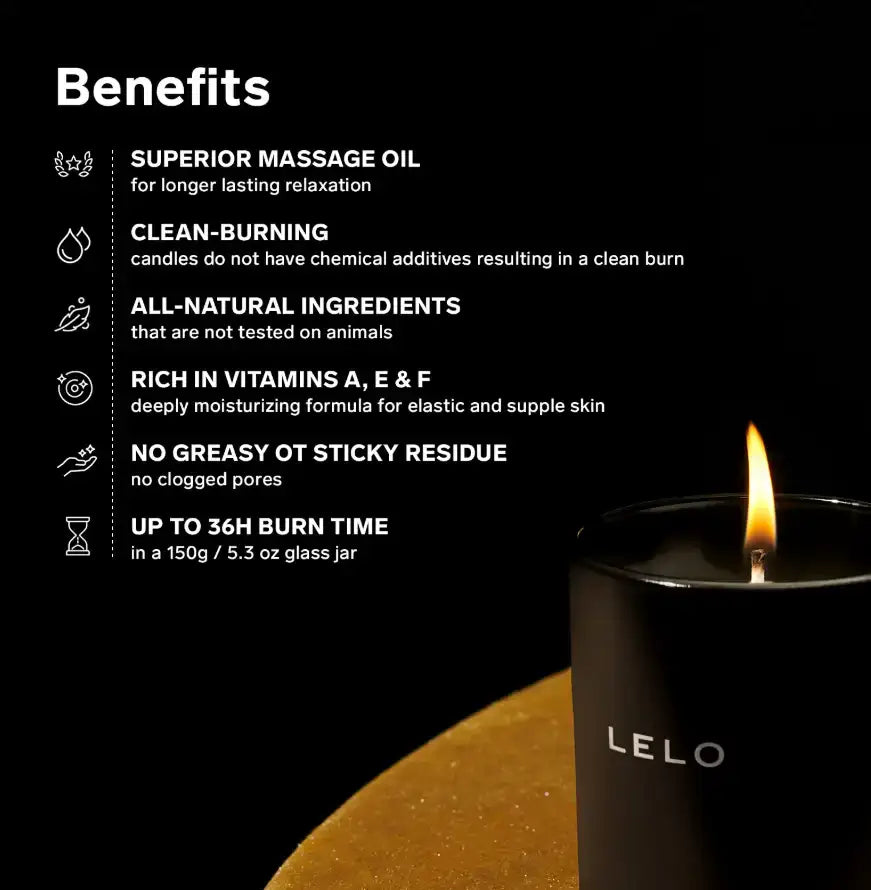 LELO Flickering Touch Massage Candle Black Pepper & Pomegranate slow-melting massage candle enriched with nourishing oils for smooth, moisturized skin Singapore