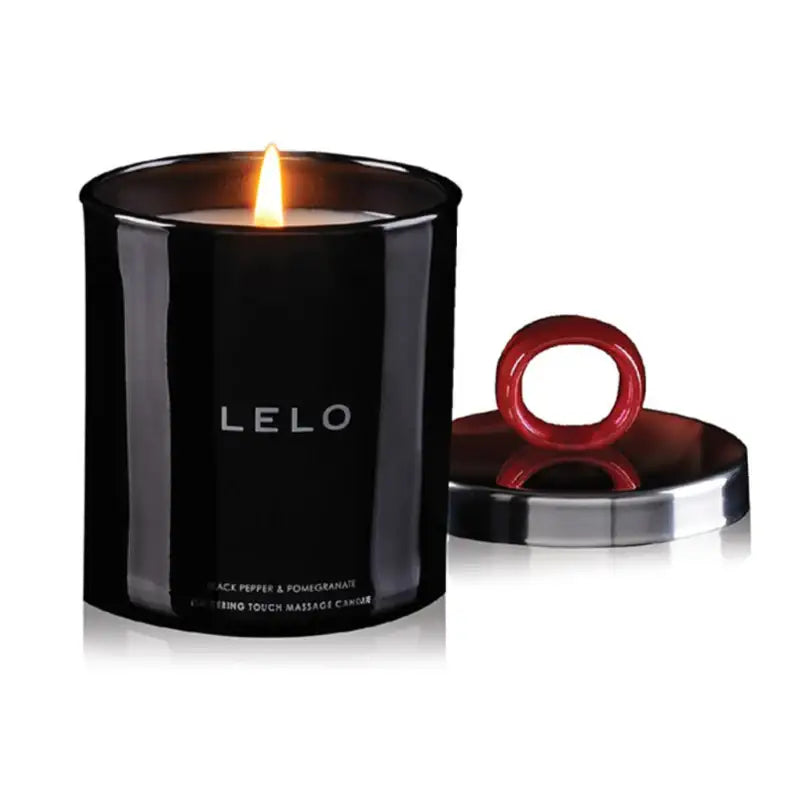 LELO Flickering Touch Massage Candle Black Pepper & Pomegranate aromatherapy candle with subtle fragrance for calming and mindful massage experience Singapore