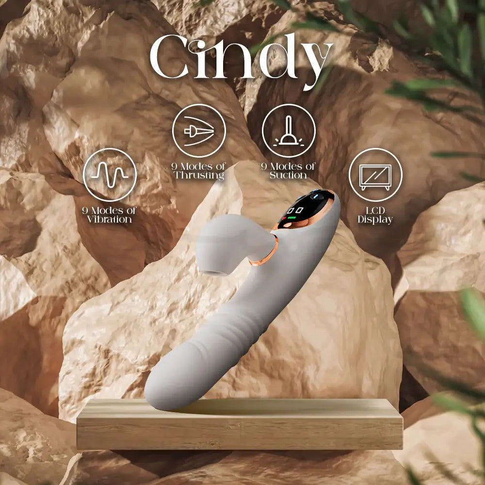 Cindy – 3 In 1 Automatic Thrusting Vibrating and Suction Vibrator - Frisky Business Adult Sex Toys Shop