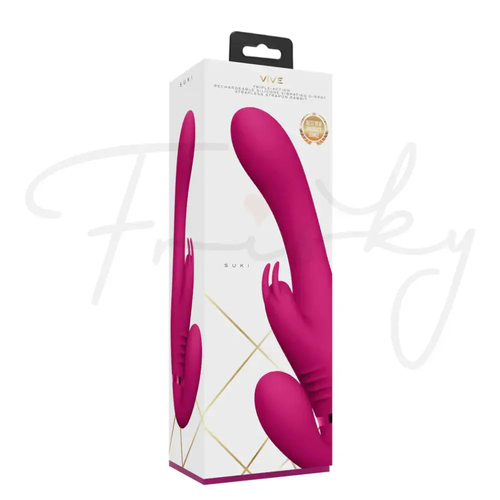 SHOTS Suki Vibrating Strapless Strap-on Rabbit Pink Lightweight and ergonomic design ideal for flexible solo or couple intimate play Singapore