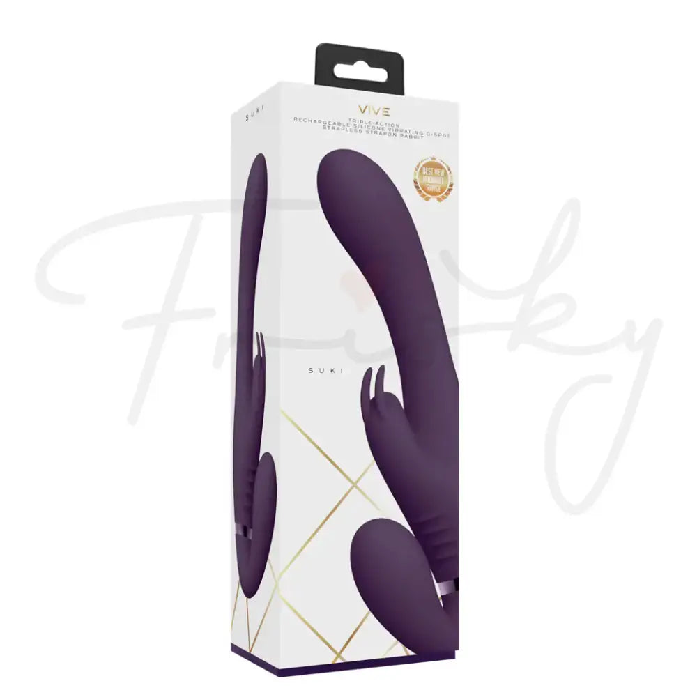 SHOTS Suki Vibrating Strapless Strap-on Rabbit Purple Rechargeable adult toy with sleek design for modern and stylish aesthetics Singapore
