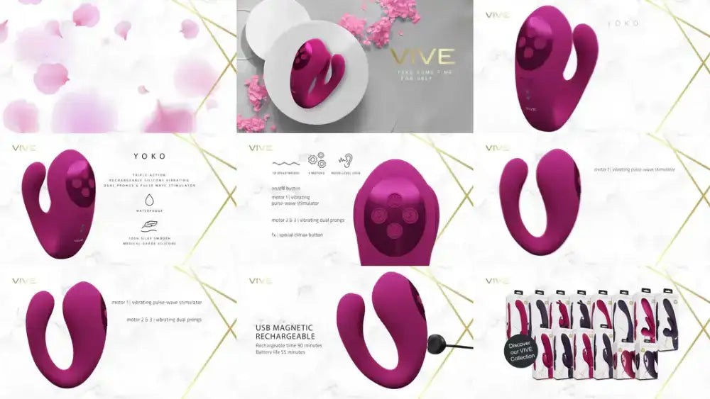 SHOTS Yoko Triple Action Vibrator Pink Sleek pink silicone design with triple action prongs for stylish and functional adult toy Singapore