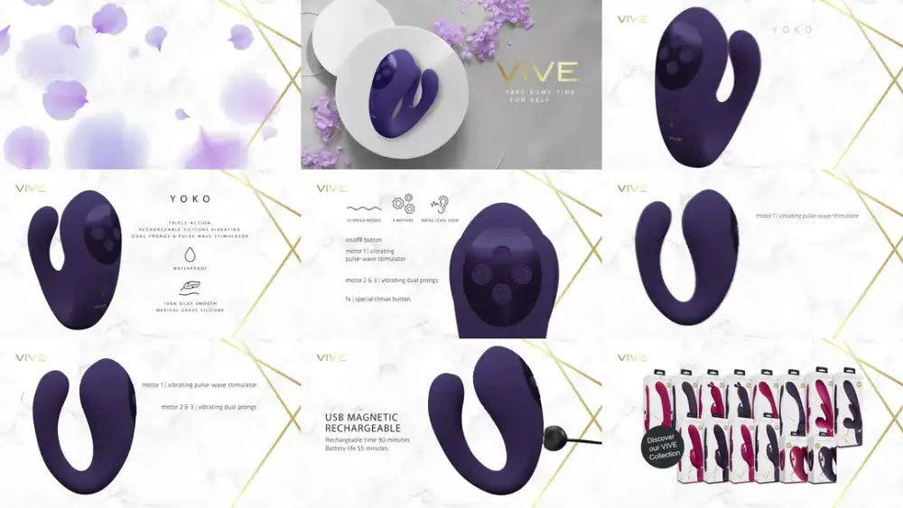 SHOTS Yoko Triple Action Vibrator Purple Sleek purple silicone design with triple action prongs for stylish and functional adult toy aesthetics Singapore