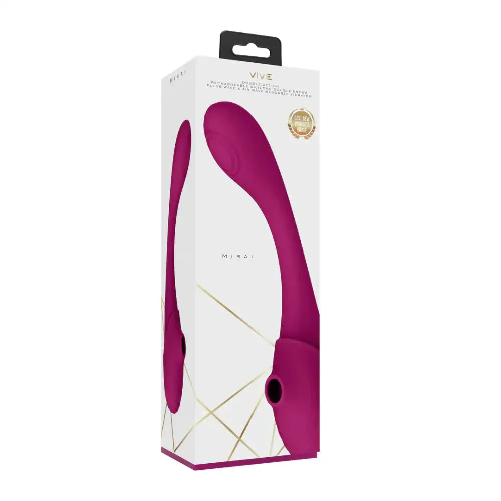 SHOTS Mirai Double Ended Pulse Wave & Air Wave Bendable Vibrator Pink waterproof design suitable for bath or shower use adult toy Singapore
