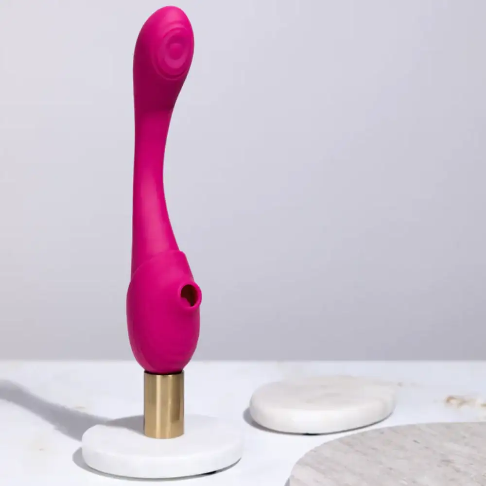 SHOTS Mirai Double Ended Pulse Wave & Air Wave Bendable Vibrator Pink rechargeable battery with long-lasting performance for extended sessions Singapore