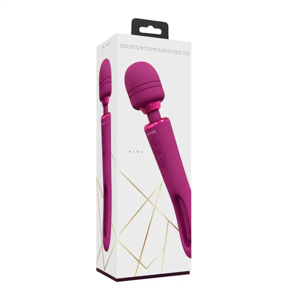 SHOTS Kiku Double Ended Wand with Innovative G-Spot Flapping Stimulator Pink dual-ended flexible adult pleasure device Singapore
