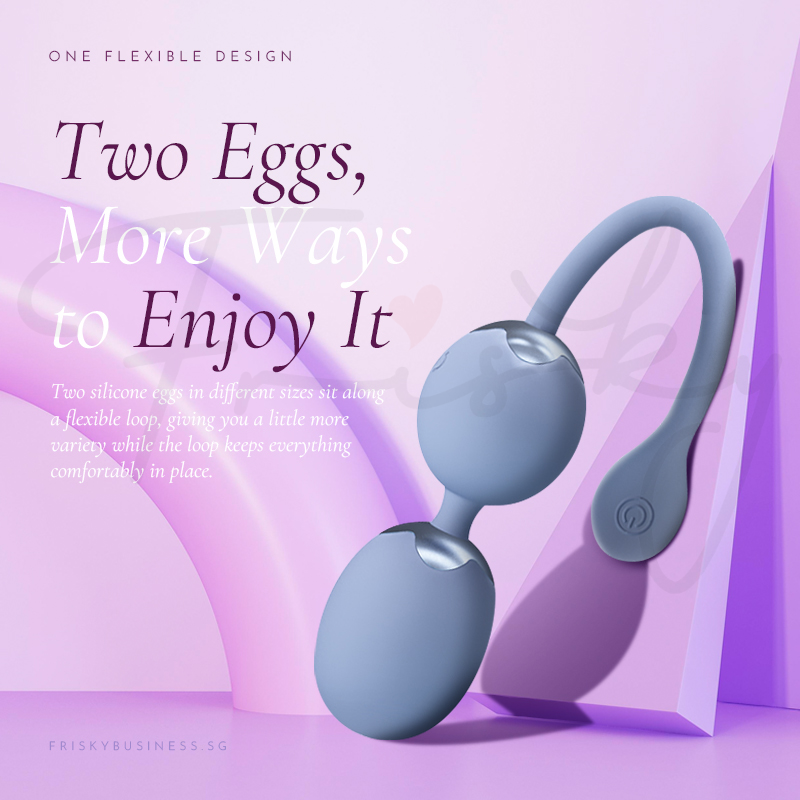 Blue egg vibrator shown against a soft lavender background.