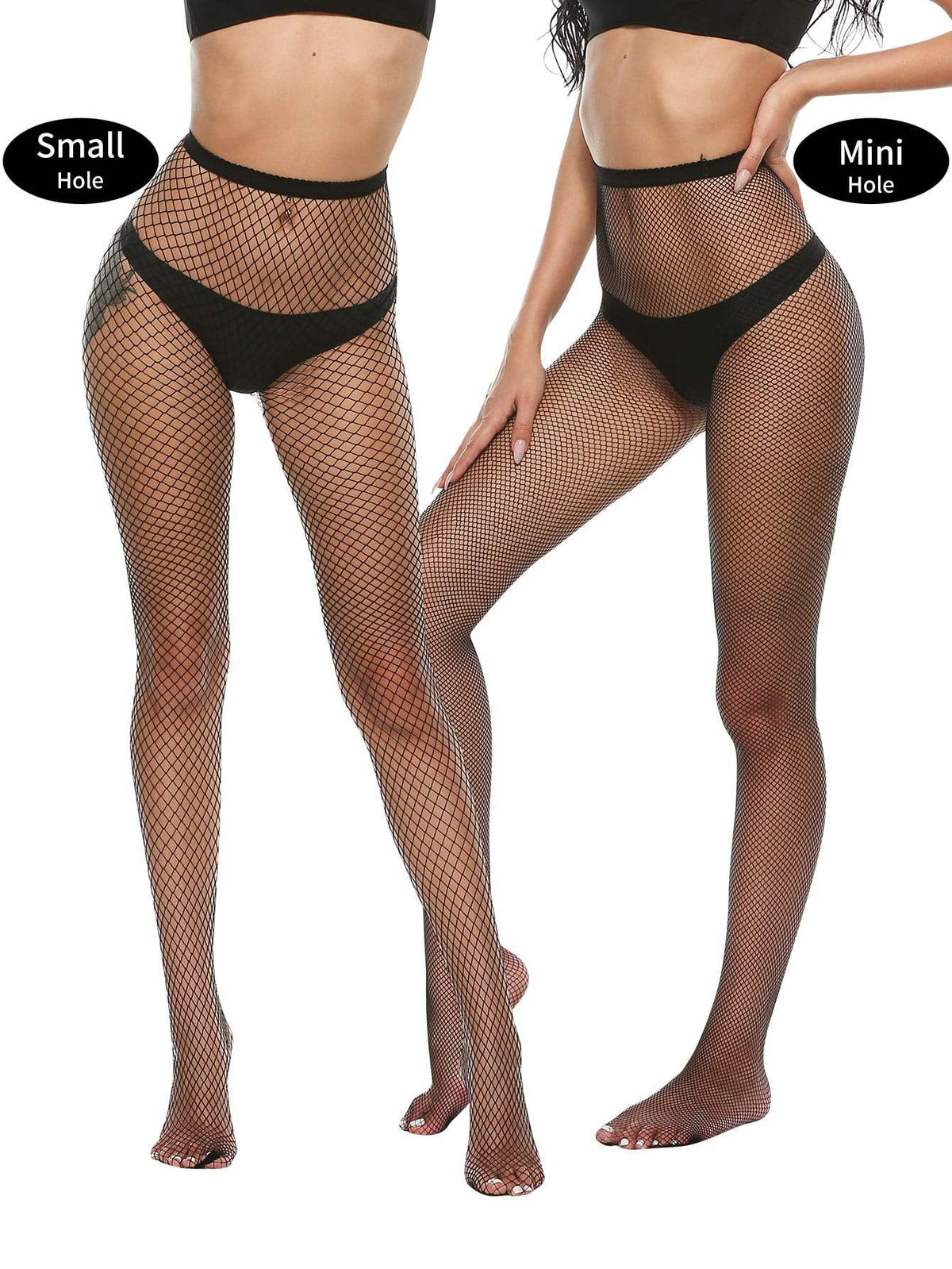 Stockings - 4 in 1 Black Fishnet Pantyhose Stockings - Frisky Business Adult Sex Toys Shop