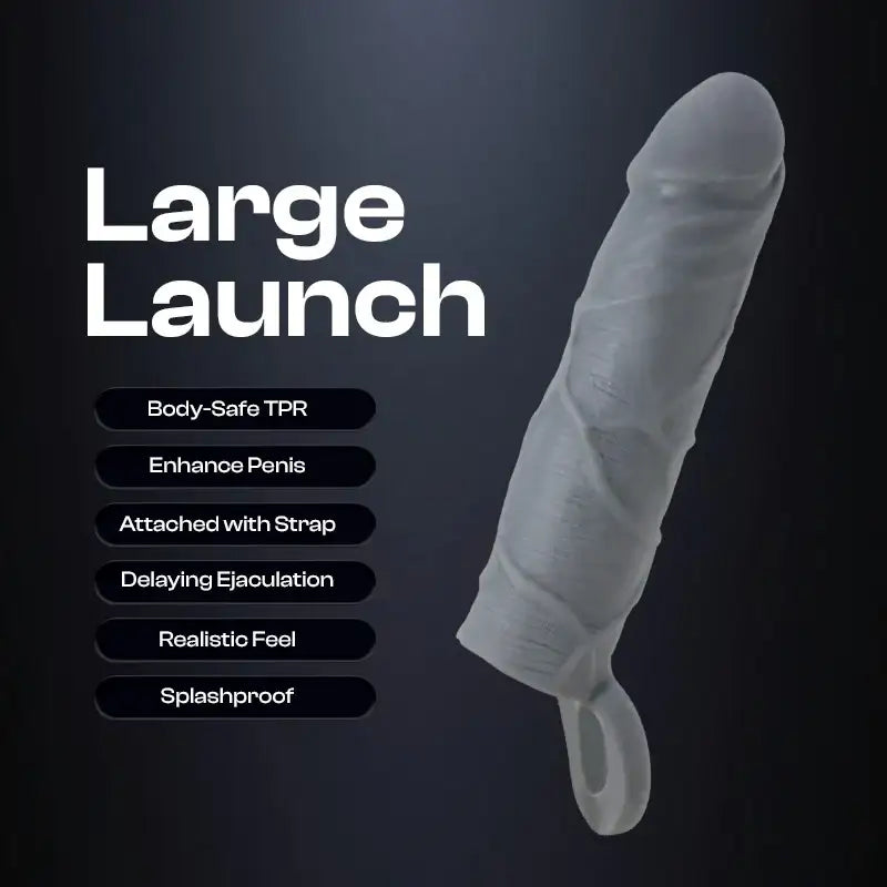 Large Launch - Male Enlargement Realistic Penis Sleeve - Frisky Business Adult Sex Toys Shop