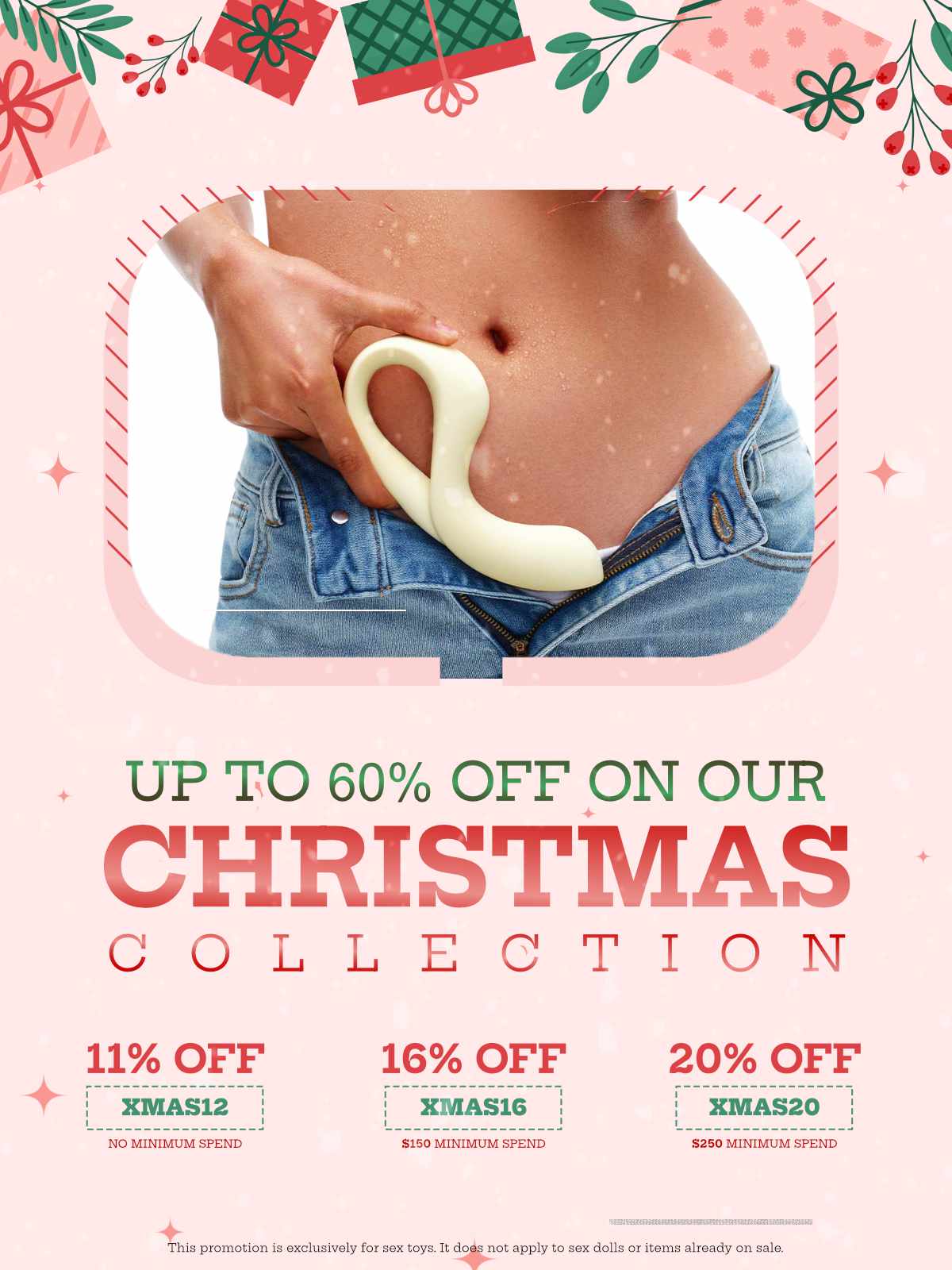 Promotional poster for a Christmas collection with a product and discount information.