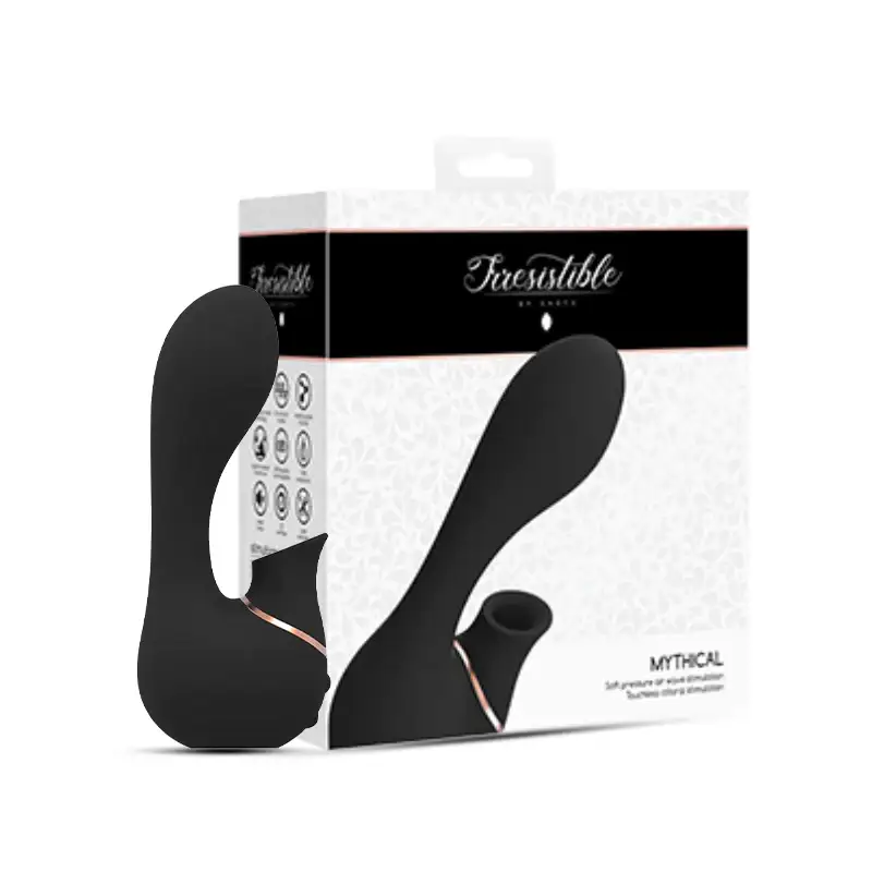 SHOTS Mythical Air Pulse Vibrator Black Powerful air pulse stimulation adult toy with ergonomic black design for precise pleasure Singapore