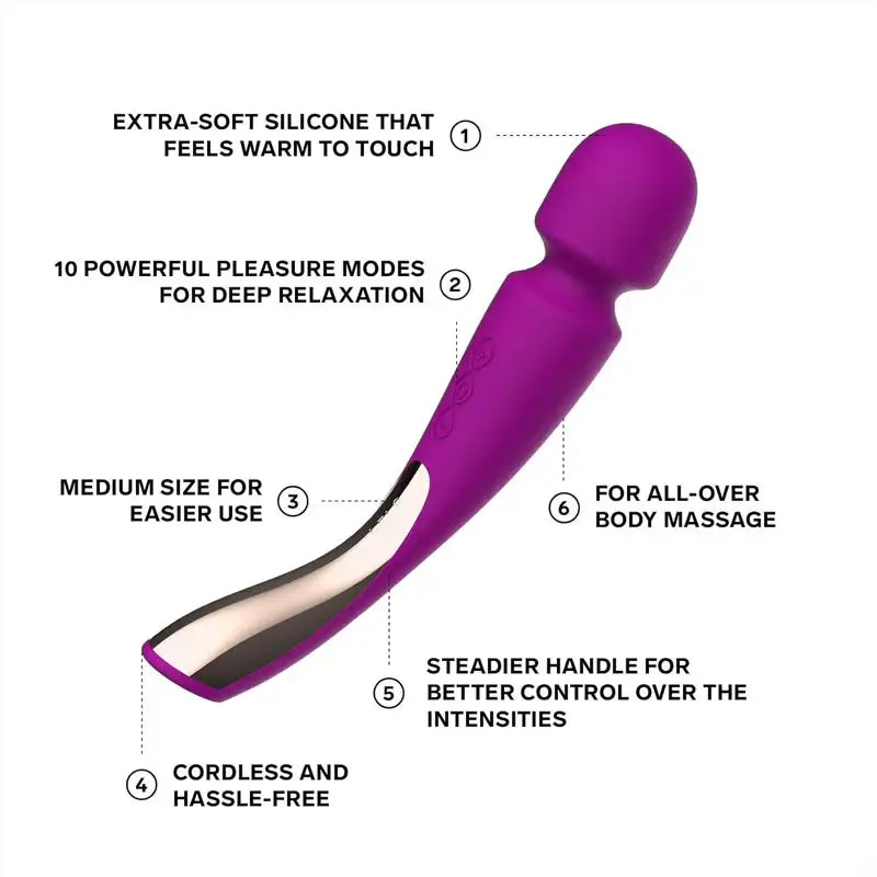 LELO Smart Wand 2 Medium Deep Rose high-performance medium wand with deep rose silicone finish and smooth, flexible massage head Singapore