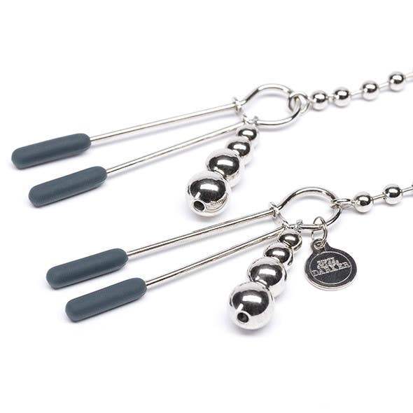 Fifty Shades Darker At My Mercy Beaded Chain Nipple Clamps soft-tipped ergonomic design for comfort Singapore