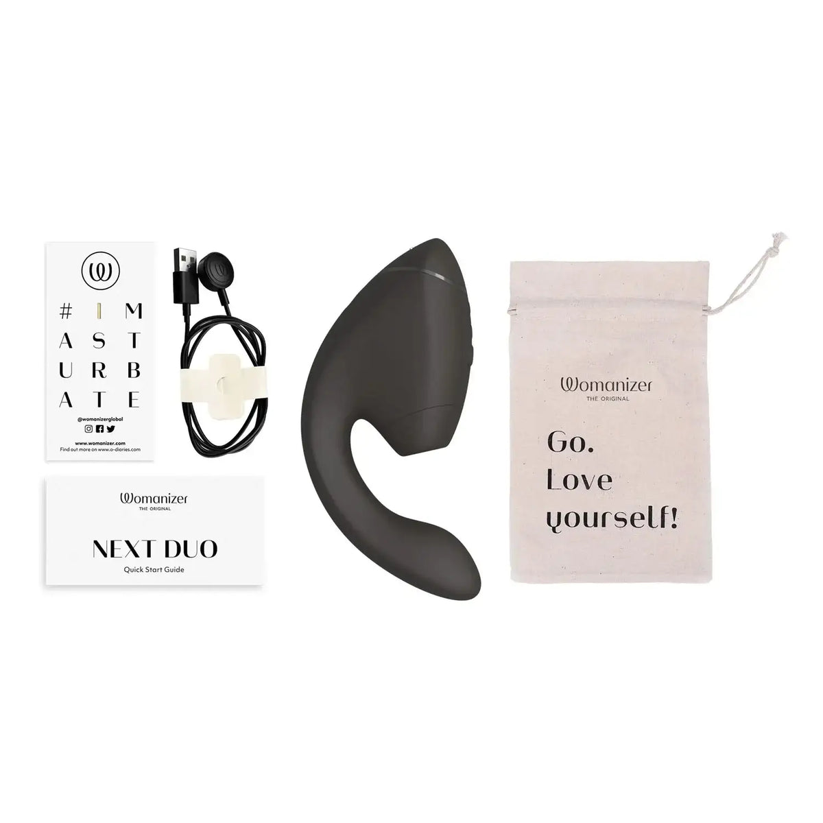 Womanizer Next Duo 3D Pleasure Air 2-in-1 Vibrator Black Bluetooth Connected Customizable Vibration Modes Hands-Free Singapore