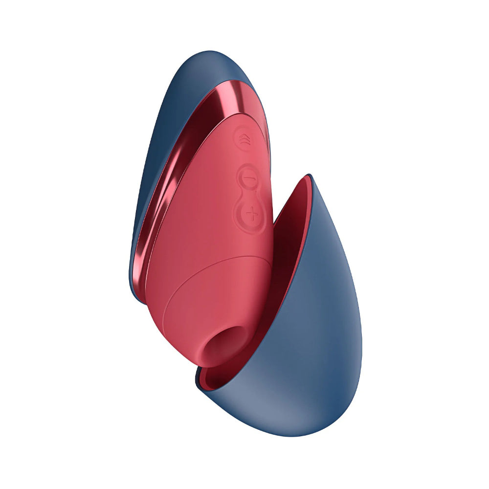 Womanizer Next Liberty clitoral stimulator in blue and rose with ergonomic silicone design and Pleasure Air technology.