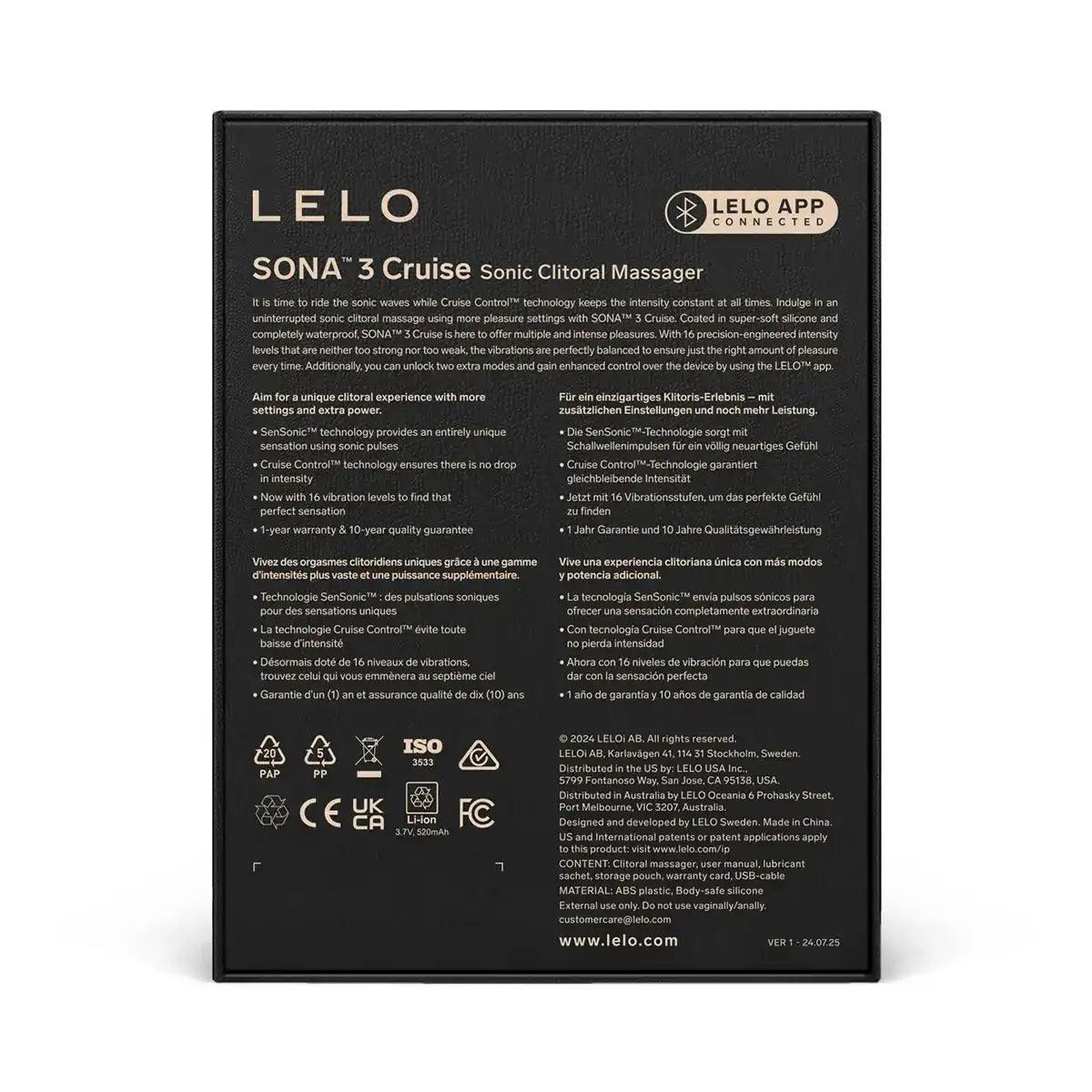 LELO Sona 3 Cruise Plum compact and portable sonic massager with quiet operation and sleek design for personal use Singapore