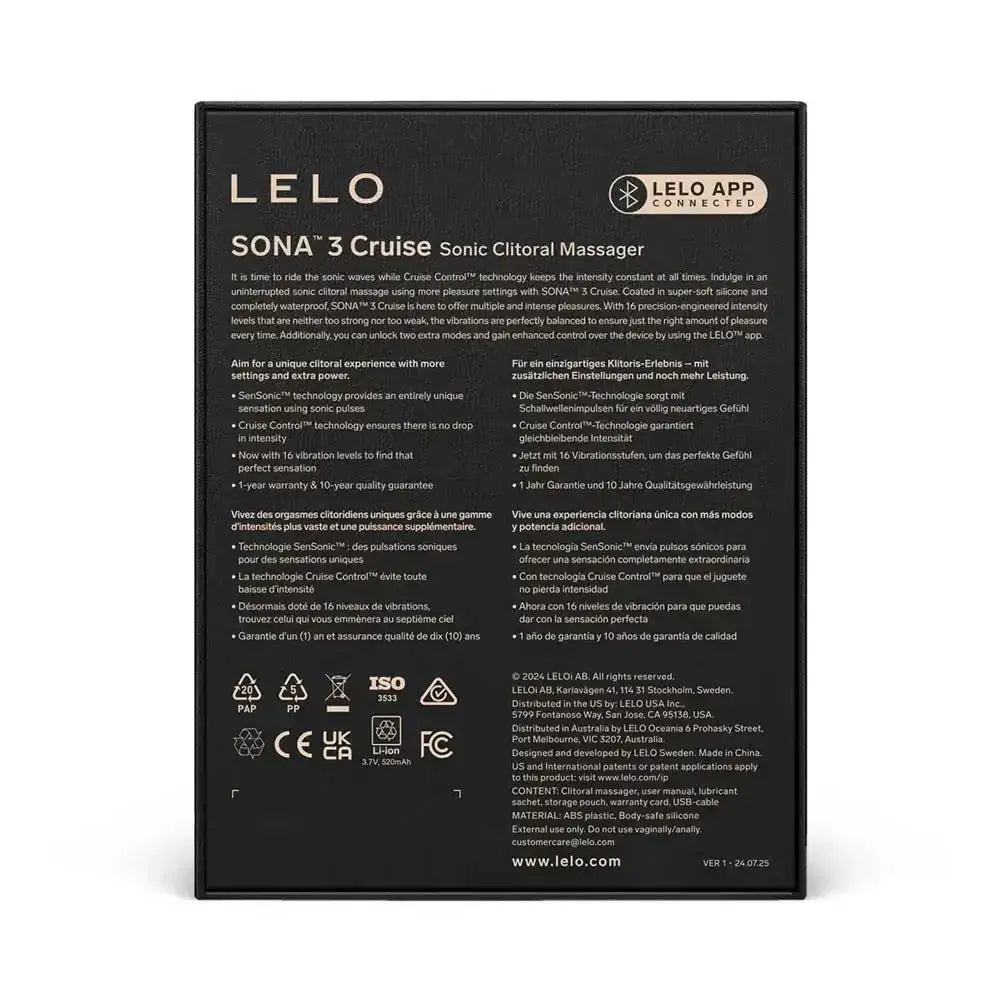 LELO Sona 3 Cruise Black ergonomic clitoral massager with soft silicone tip and precise stimulation for comfort Singapore