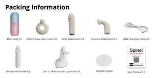 Lovense Spinel packaging contents including attachments and USB charging cable Singapore