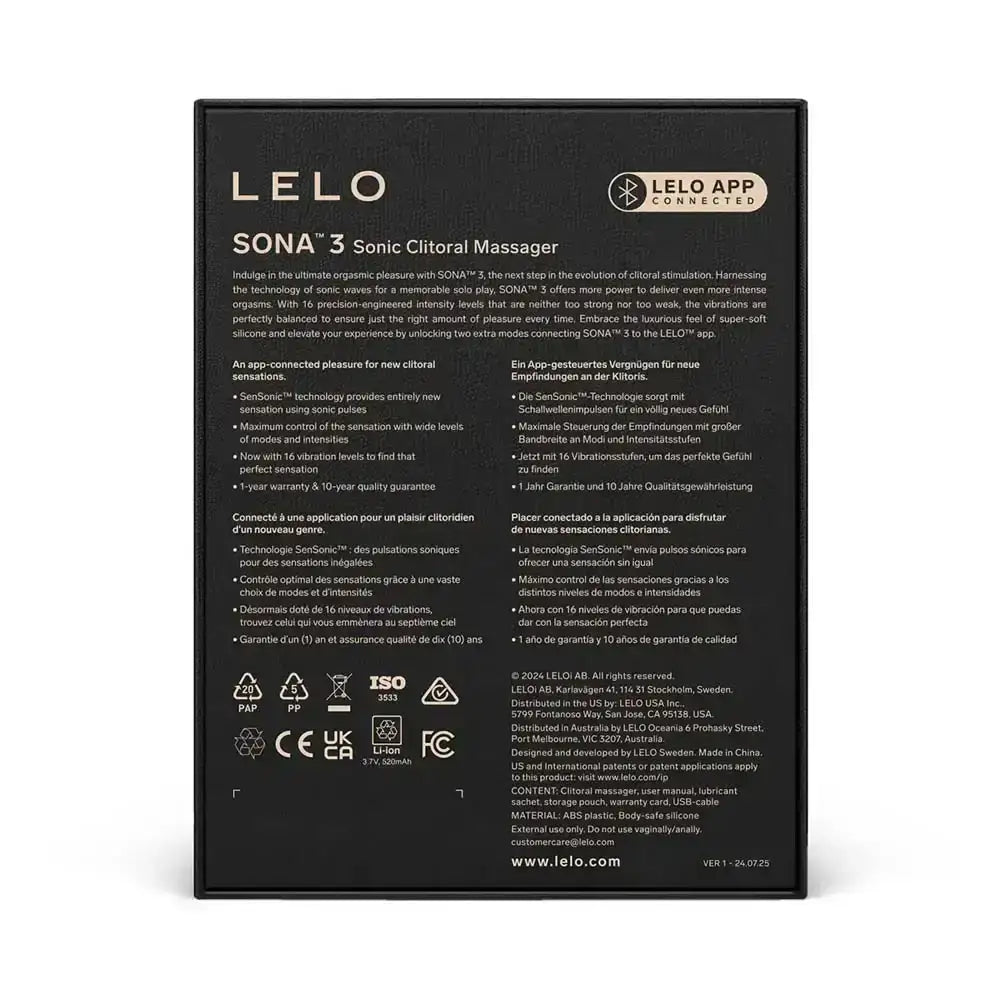 LELO Sona 3 Sensonic Cyber Purple app-enabled clitoral stimulator with interactive controls for remote or personalized pulse patterns Singapore