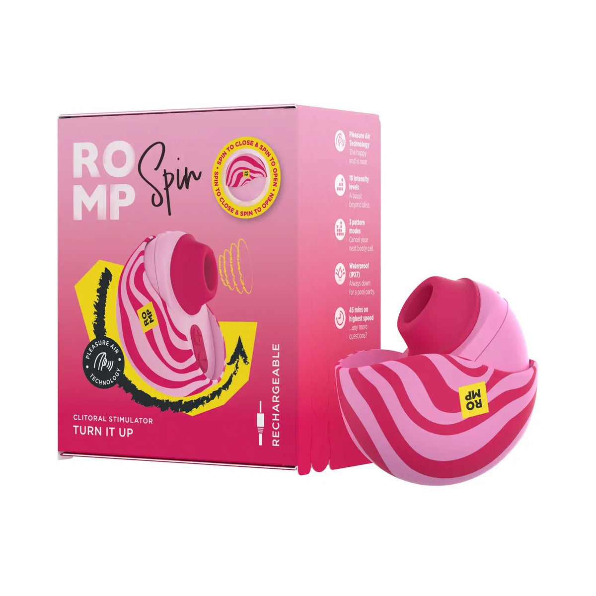ROMP Spin Air Stimulator Soft Silicone Touch Compact Portable Personal Massager Display Packaging Singapore