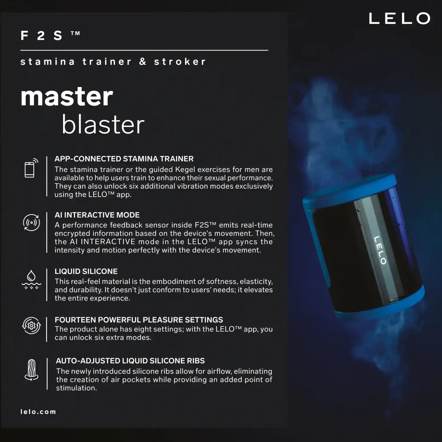 Lelo - F2S App-Controlled Stamina Trainer and Male Stroker - Red - Frisky Business Adult Sex Toys Shop