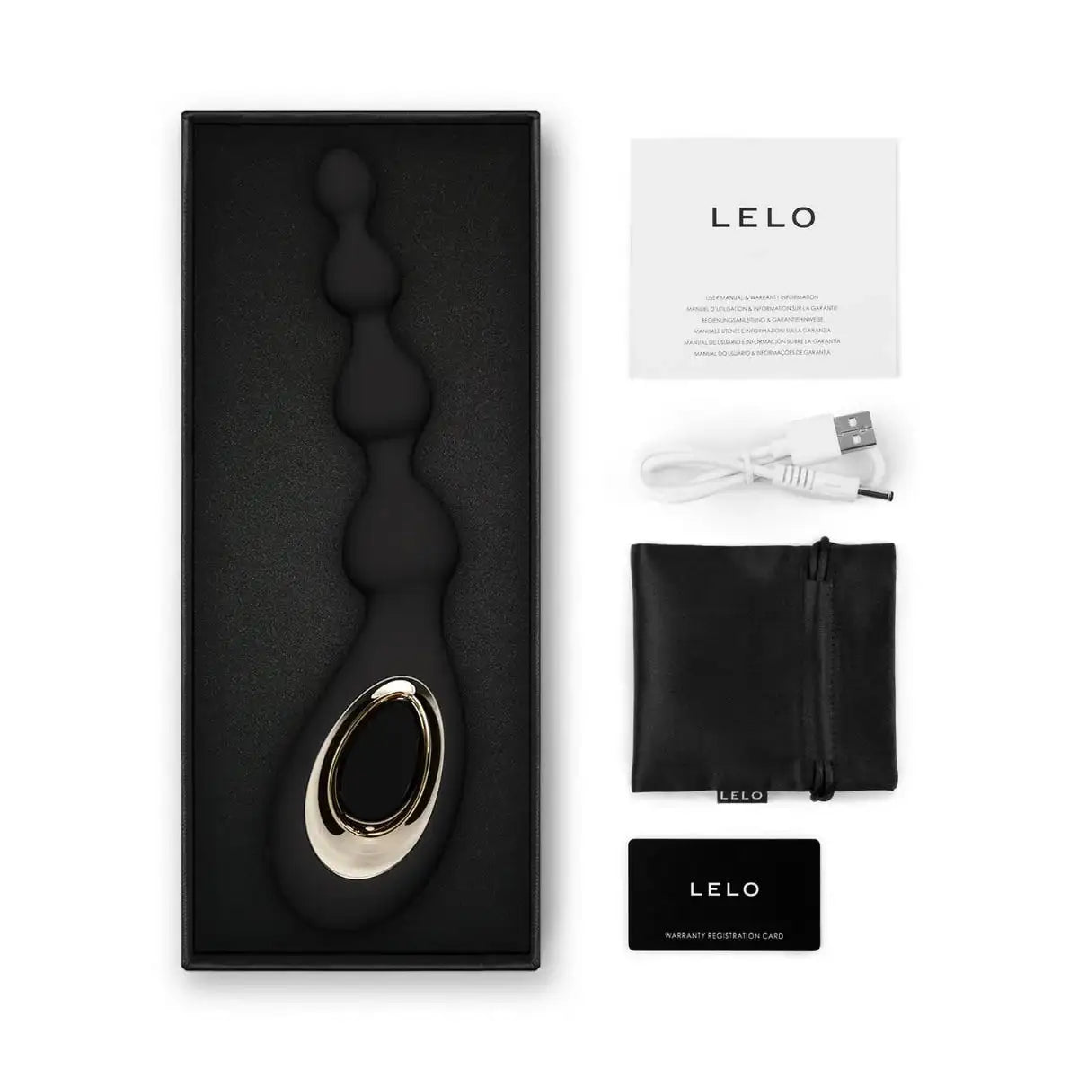 LELO Soraya Beads Anal Massager Black features flexible bead design and multi-speed vibration for customizable sensations Singapore