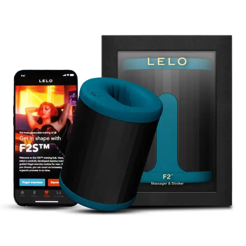 Lelo - F2S App-Controlled Stamina Trainer and Male Stroker - Teal - Frisky Business Adult Sex Toys Shop
