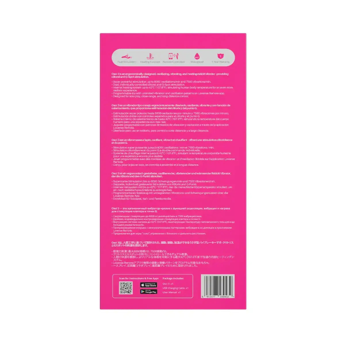 Lovense Osci 3 heating function adjustable temperature for enhanced stimulation device Singapore