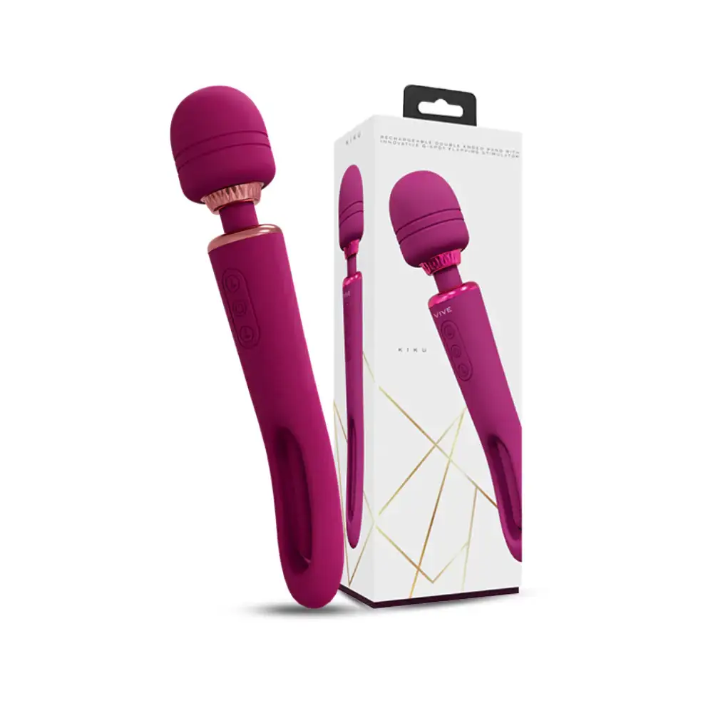SHOTS Kiku Double Ended Wand with Innovative G-Spot Flapping Stimulator Pink app controlled functions for customizable intensity and interactive pleasure sessions Singapore