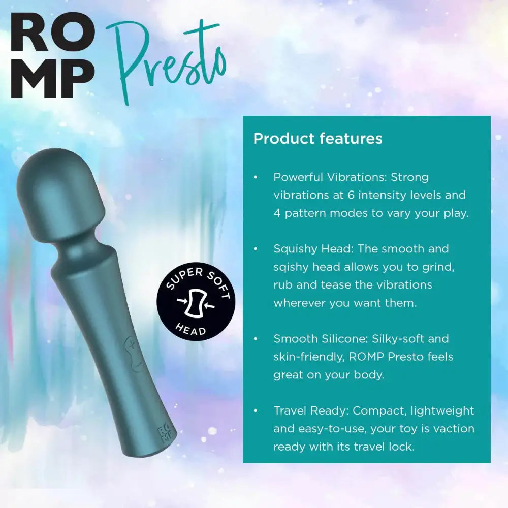 ROMP Presto Silicone Vibrating Wand compact design with strong motor for deep sensations Singapore