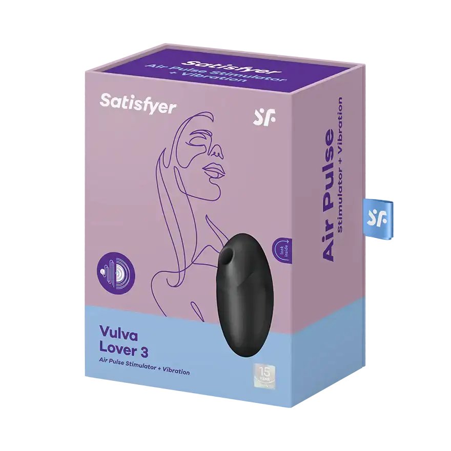 Satisfyer Vulva Lover 3 Clitoral Air Pulse Vibrator Black waterproof USB rechargeable body safe material Singapore
