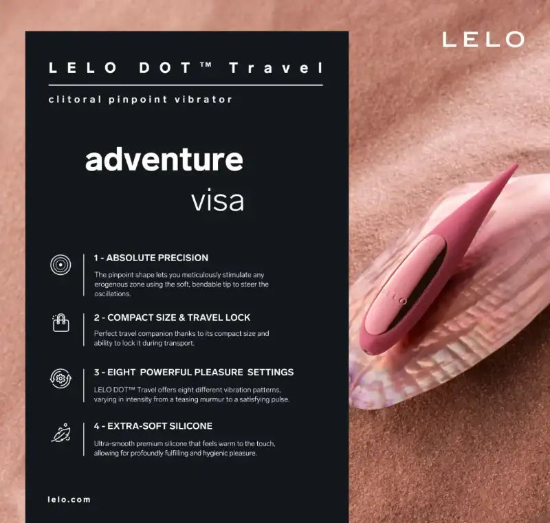LELO Dot Travel Rechargeable Clitoral Pinpoint Vibrator Pink USB rechargeable personal massager with quiet motor and smooth silicone tip Singapore