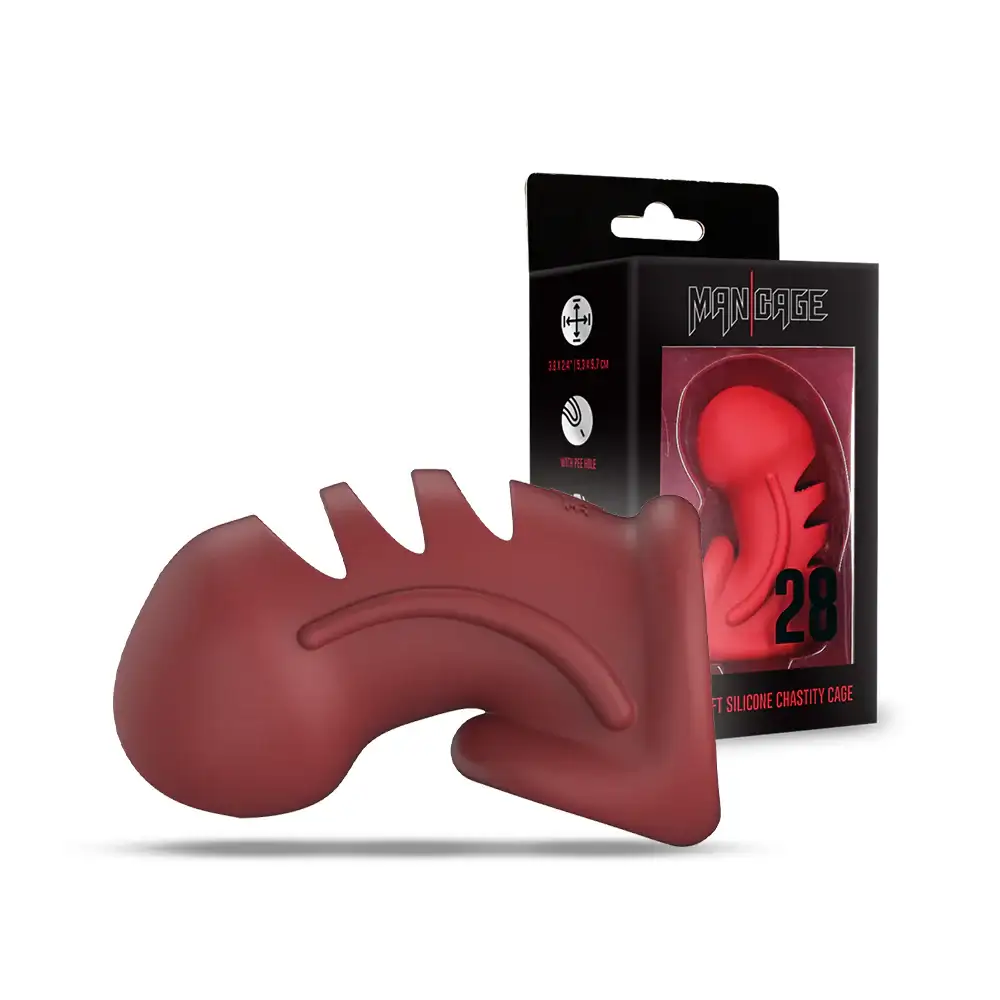 SHOTS Model 28 Ultra Soft Silicone Chastity Cage Red flexible comfortable adult restraint device Singapore