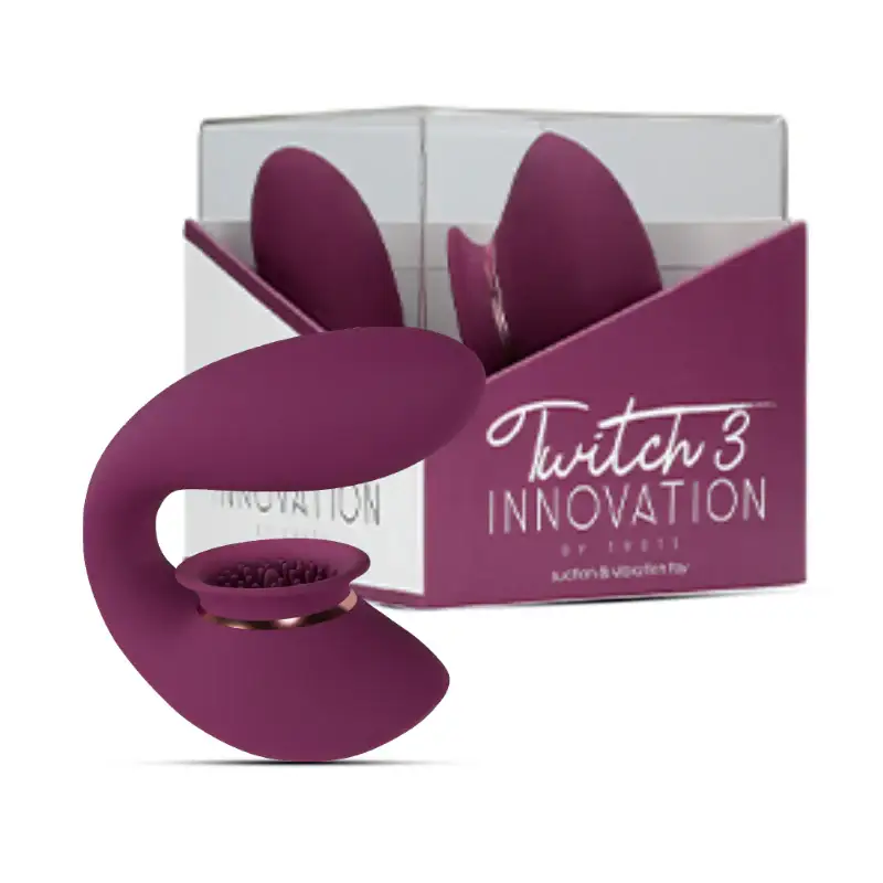 SHOTS Twitch 3 Rechargeable Vibrator and Suction Burgundy Handsfree design with powerful suction and vibration for precise adult pleasure Singapore