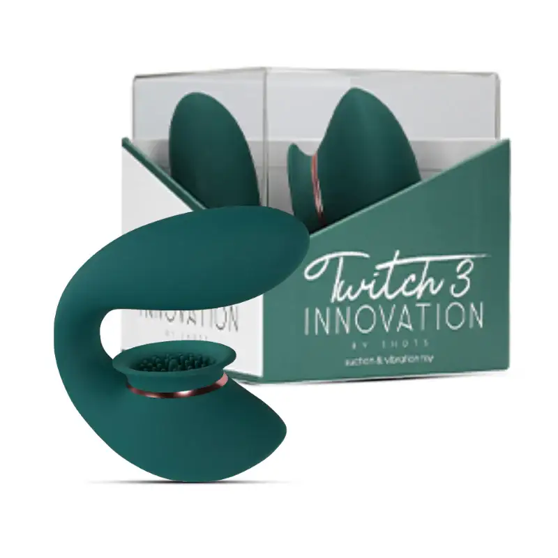 SHOTS Twitch 3 Rechargeable Vibrator and Suction Forest Green Handsfree design with powerful suction and vibration for precise adult pleasure Singapore