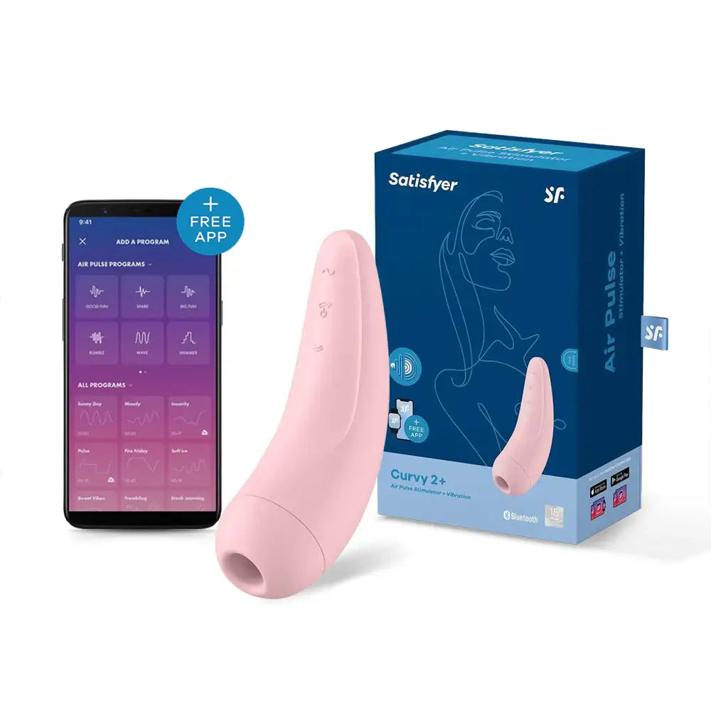 Satisfyer - Curvy 2 Air-Pulse & G-Spot Vibrator Connect APP - Pink - Frisky Business Adult Sex Toys Shop