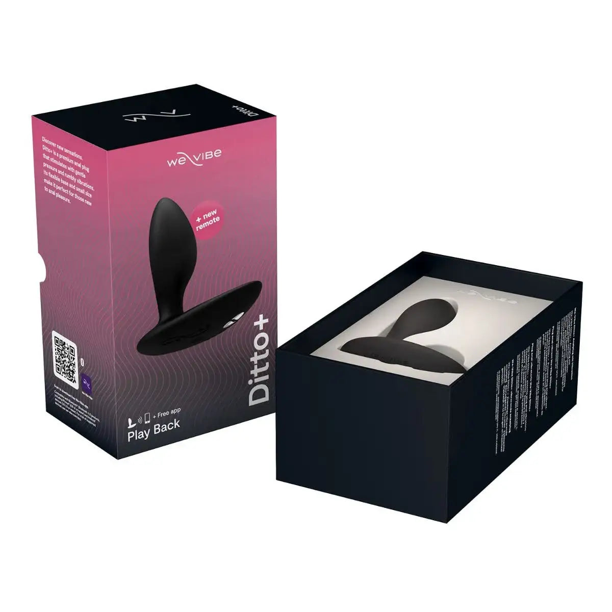 We-Vibe Ditto+ Satin Black rechargeable couples device with whisper-quiet motor for personalized sessions Singapore