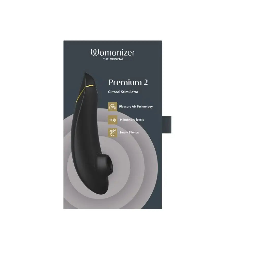 Womanizer Premium 2 Black Sleek Black Finish Ergonomic Grip Easy-to-Clean Silicone Singapore