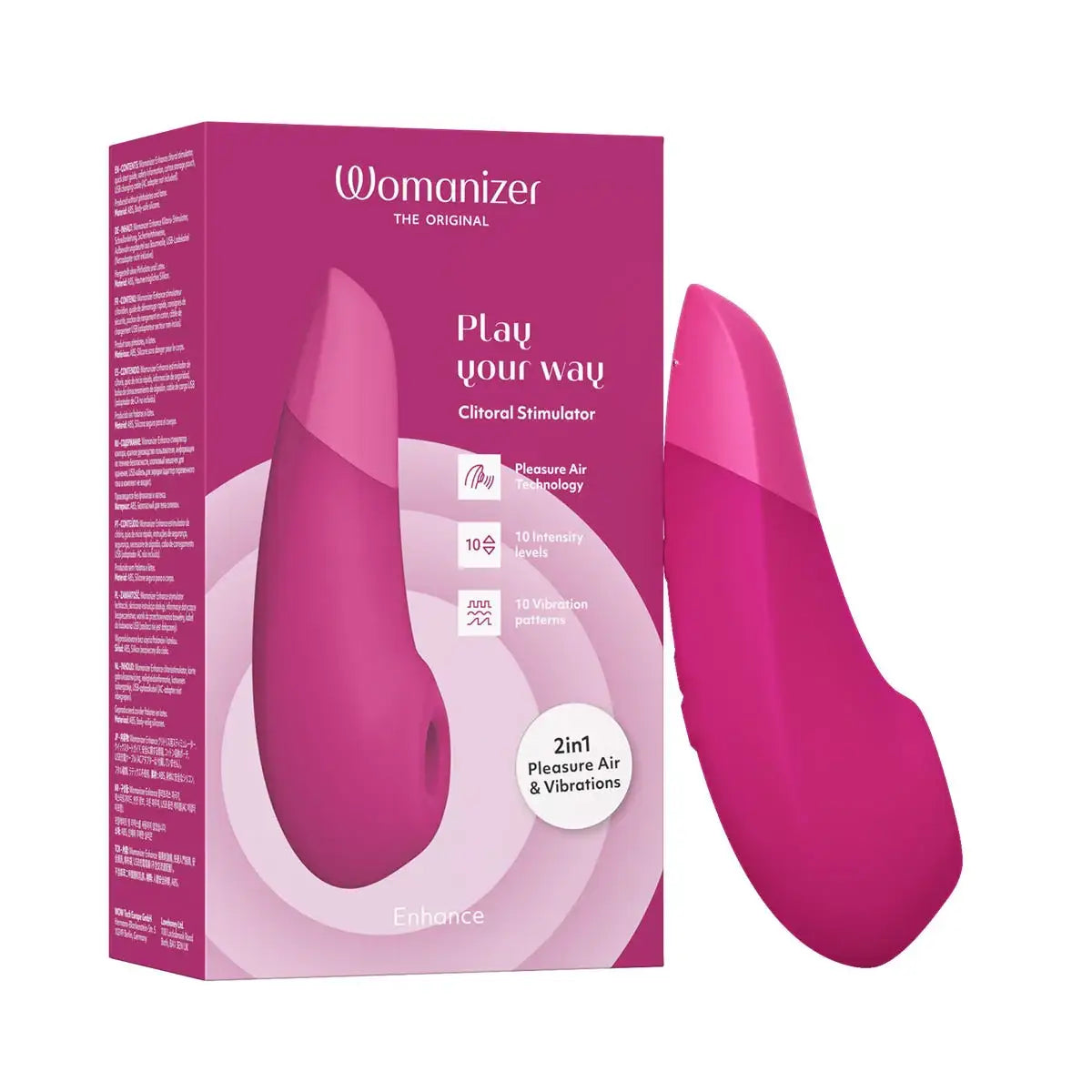 Womanizer Enhance 2-in-1 Clitoral Stimulator Vibrant Pink Waterproof Ergonomic Hands-Free Adult Toy Singapore