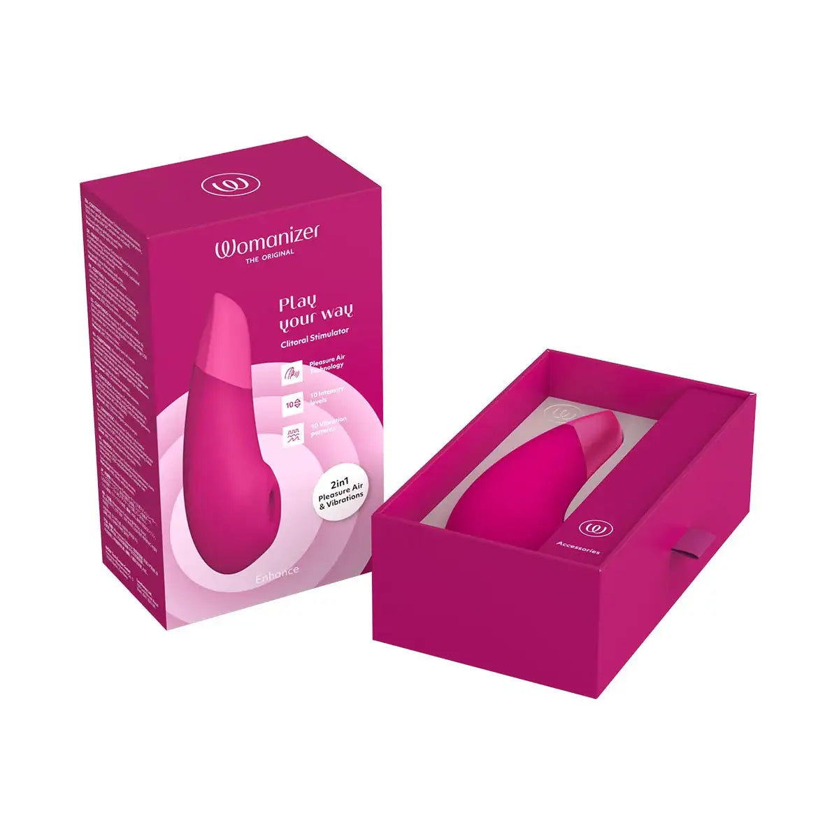Womanizer Enhance 2-in-1 Clitoral Stimulator Vibrant Pink Quiet Powerful Silicone Personal Massager Singapore
