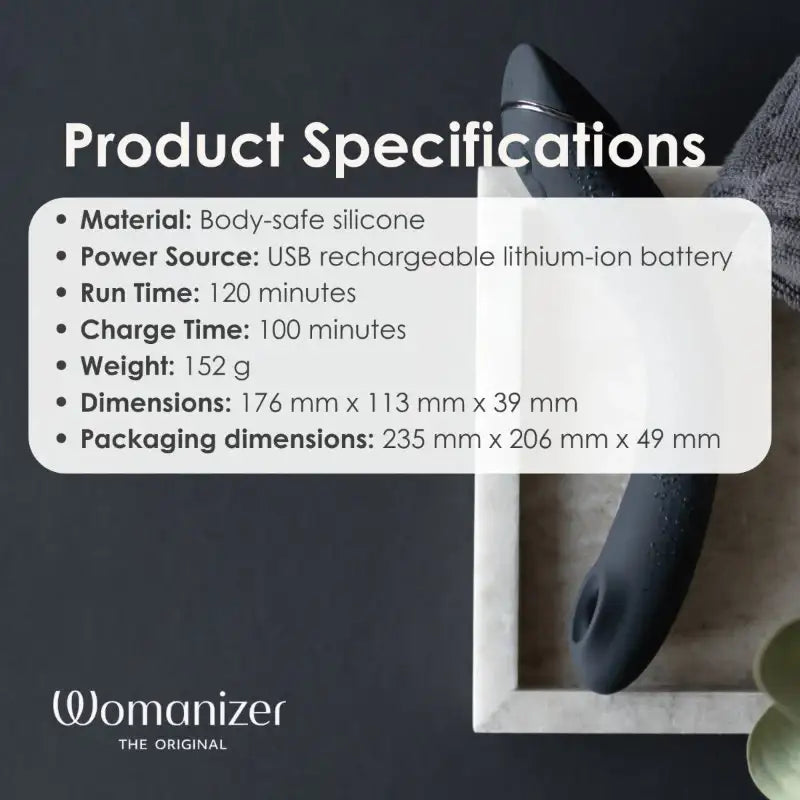 Womanizer OG Dark Grey smooth silicone finish body safe materials comfortable ergonomic handheld design Singapore