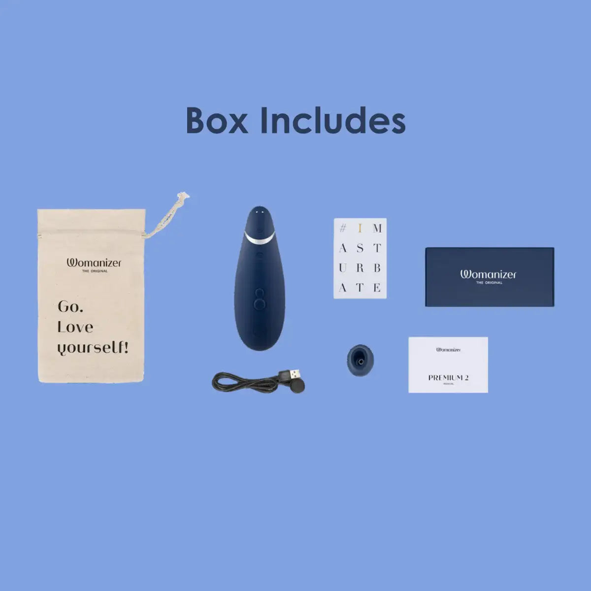 Womanizer Premium 2 Blueberry Modern Ergonomic Design Smooth Silicone Surface Waterproof Singapore