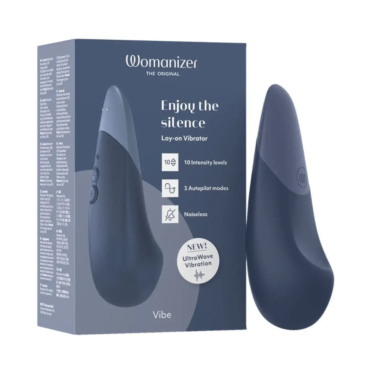 Womanizer Vibe Dark Blue intuitive button controls portable ergonomic design suitable for travel personal wellness device Singapore