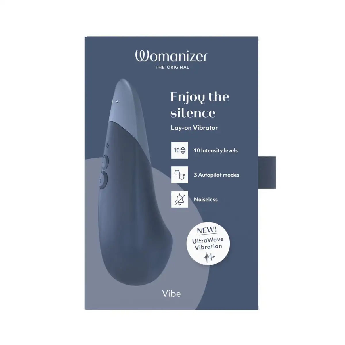 Womanizer Vibe Dark Blue dual stimulation technology combined vibration and air pulse for effective compact wellness device Singapore