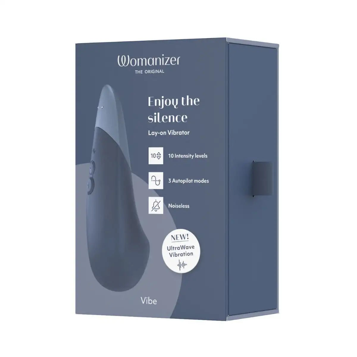 Womanizer Vibe Dark Blue smooth silicone finish body safe premium materials modern handheld design Singapore