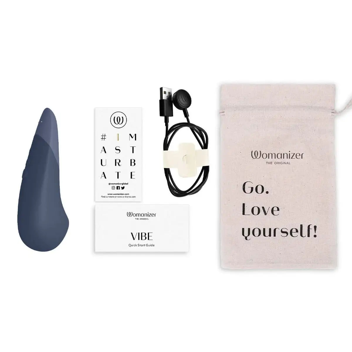 Womanizer Vibe Dark Blue durable silicone exterior soft touch body safe materials long term personal wellness use Singapore