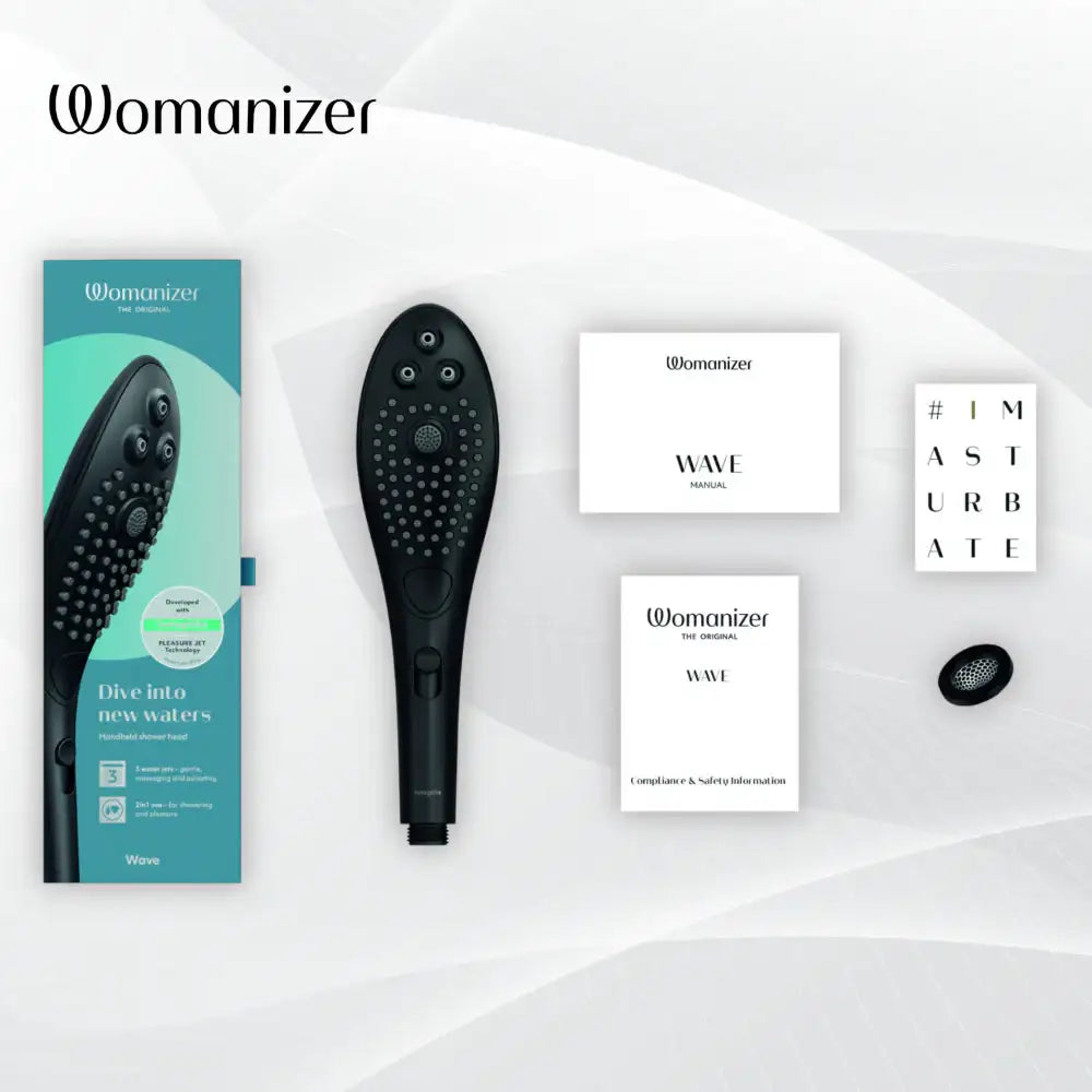 Womanizer Wave Black dual stimulation personal massager ergonomic compact handheld wellness device for home use Singapore