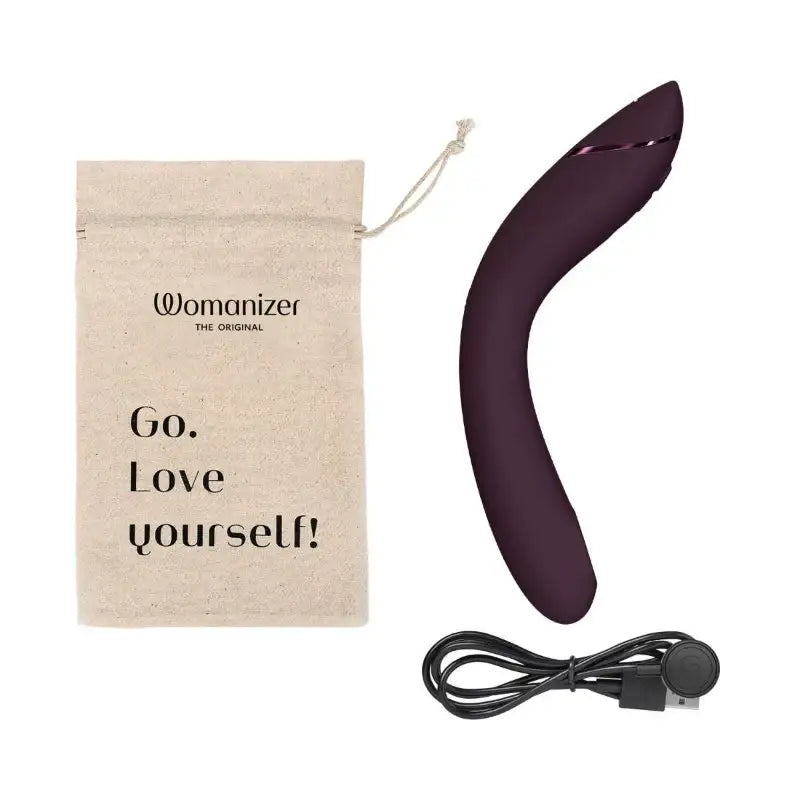 Womanizer OG Aubergine ergonomic curved design comfortable handheld use travel friendly wellness device Singapore