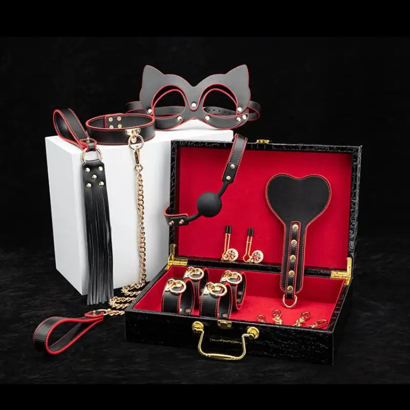 BDSM - 8 Piece Leather BDSM Set - Frisky Business Adult Sex Toys Shop
