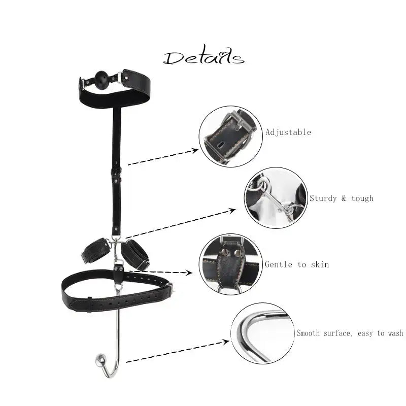 BDSM - Bondage, Anal Hook, Gag, Cuffs and Waist belt - Frisky Business Adult Sex Toys Shop